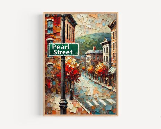 Pearl Street Wall Art, Burlington Print, Vermont Art, “City” Gift, Travel Souvenir, Travel Poster,  “State” Art, PERSONALIZED GIFT
