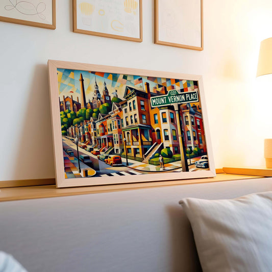 Mount Vernon Place Wall Art Print - Baltimore Travel Poster, MD Gift, Housewarming Decor, Baltimore City Map Art, Maryland Travel Print