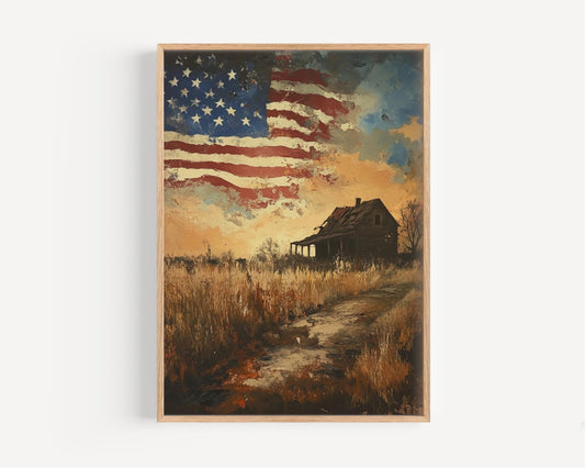 American Home Wall Art | Abstract USA Poster | Patriotic United States Decor | American Independence Artwork for Home