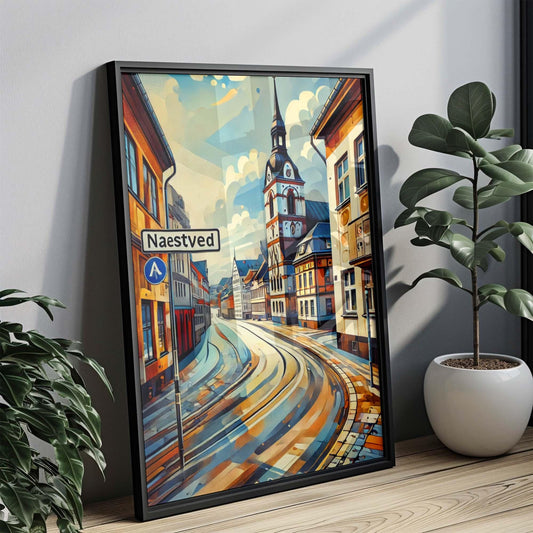 Naestved Art Print - Denmark City Wall Art, Travel Poster, Housewarming Gift, Scandinavian Home Decor, European Travel Map