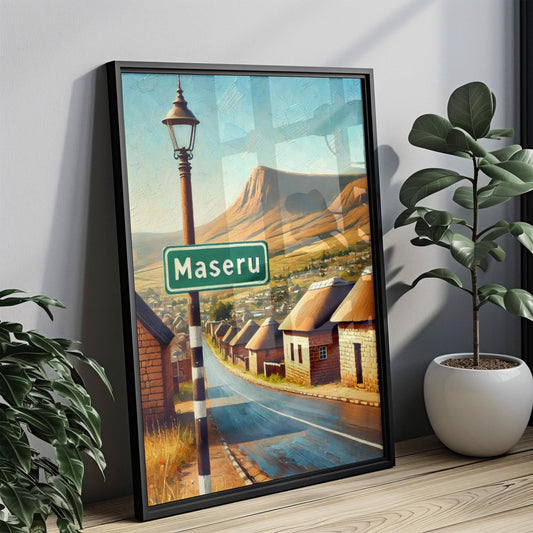 Lesotho Print Travel Poster Wall Art African Souvenir Modern Lesotho Map Design Housewarming Gift Decor