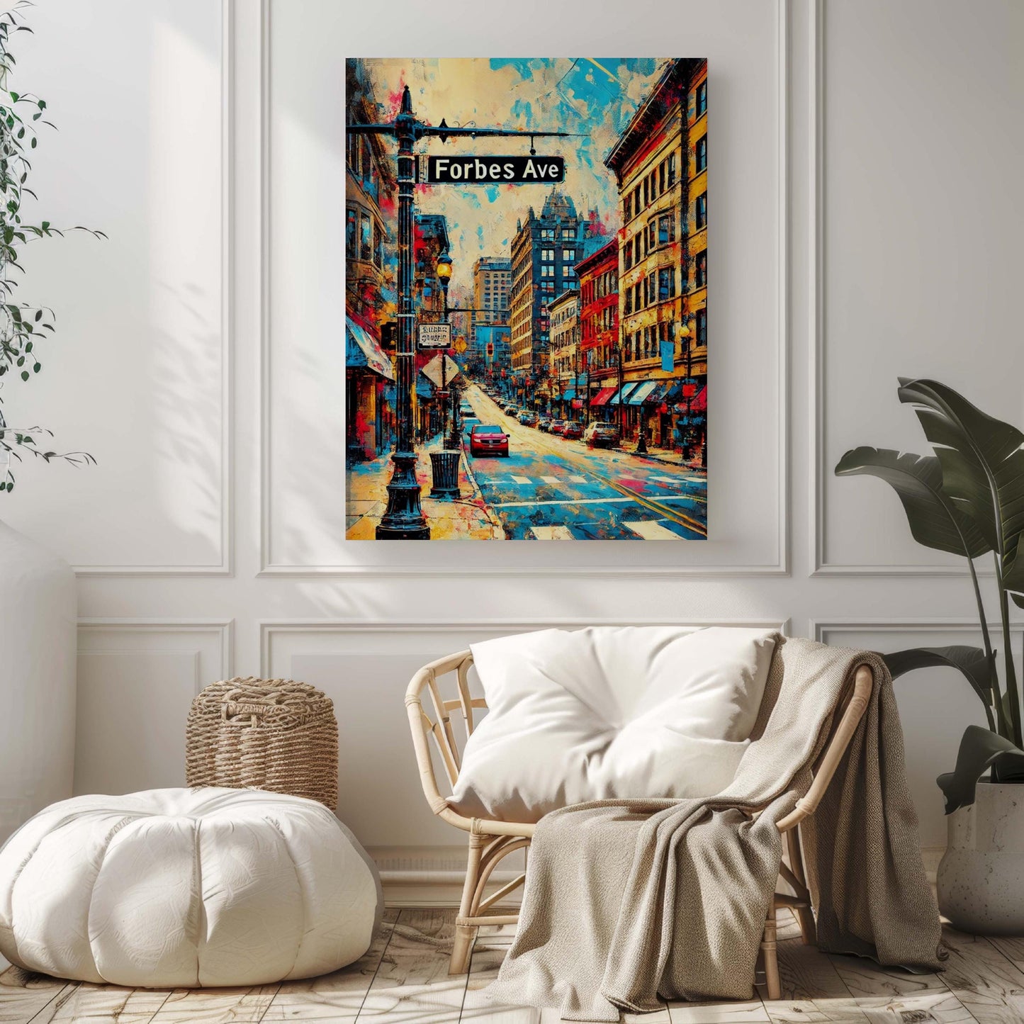 Forbes Ave Print Pittsburgh Wall Art Travel Poster Pennsylvania Gift Housewarming Decor Modern Cityscape