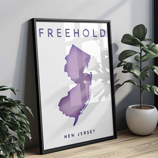 Freehold Print New Jersey Wall Art Map Travel Home Decor Housewarming Gift College Dorm NJ Art