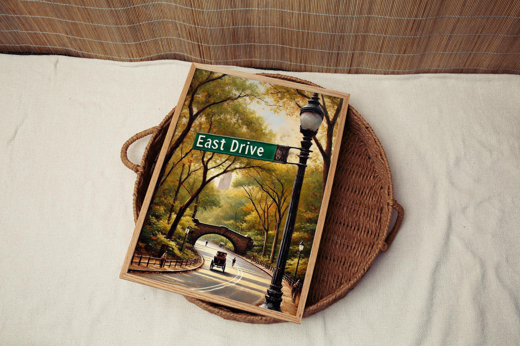 East Drive Oil Painting Art Print: Central Park Manhattan NYC Travel Poster