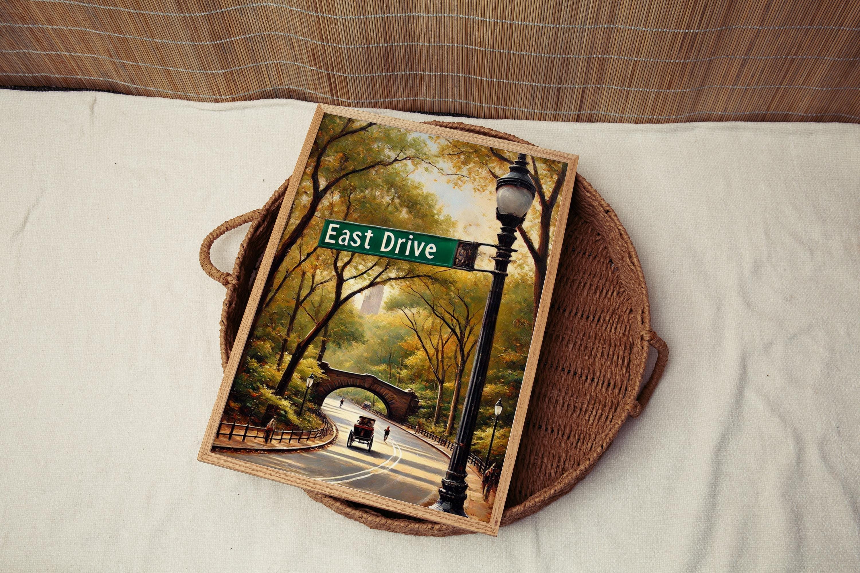 East Drive Oil Painting Art Print: Central Park Manhattan NYC Travel Poster