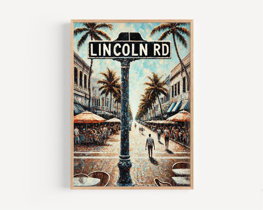 Miami Lincoln Road Wall Art Print, Florida Travel Poster, Miami Beach Home Decor, Florida Gift & Housewarming Artwork
