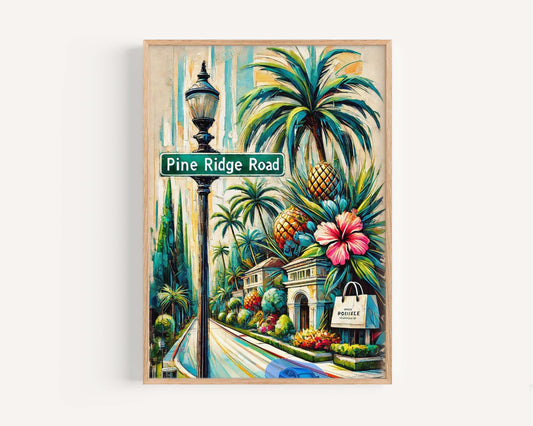 Naples Art Pine Ridge Road Wall Art Print - Florida Travel Poster, Housewarming & Florida Gift, FL Home Decor
