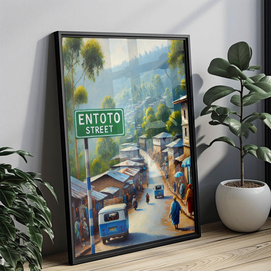 Addis Ababa Entoto Street Wall Art, Ethiopia Travel Poster, Cityscape Home Decor, Gift for Travelers, Fine Art Print on Museum-Grade Paper