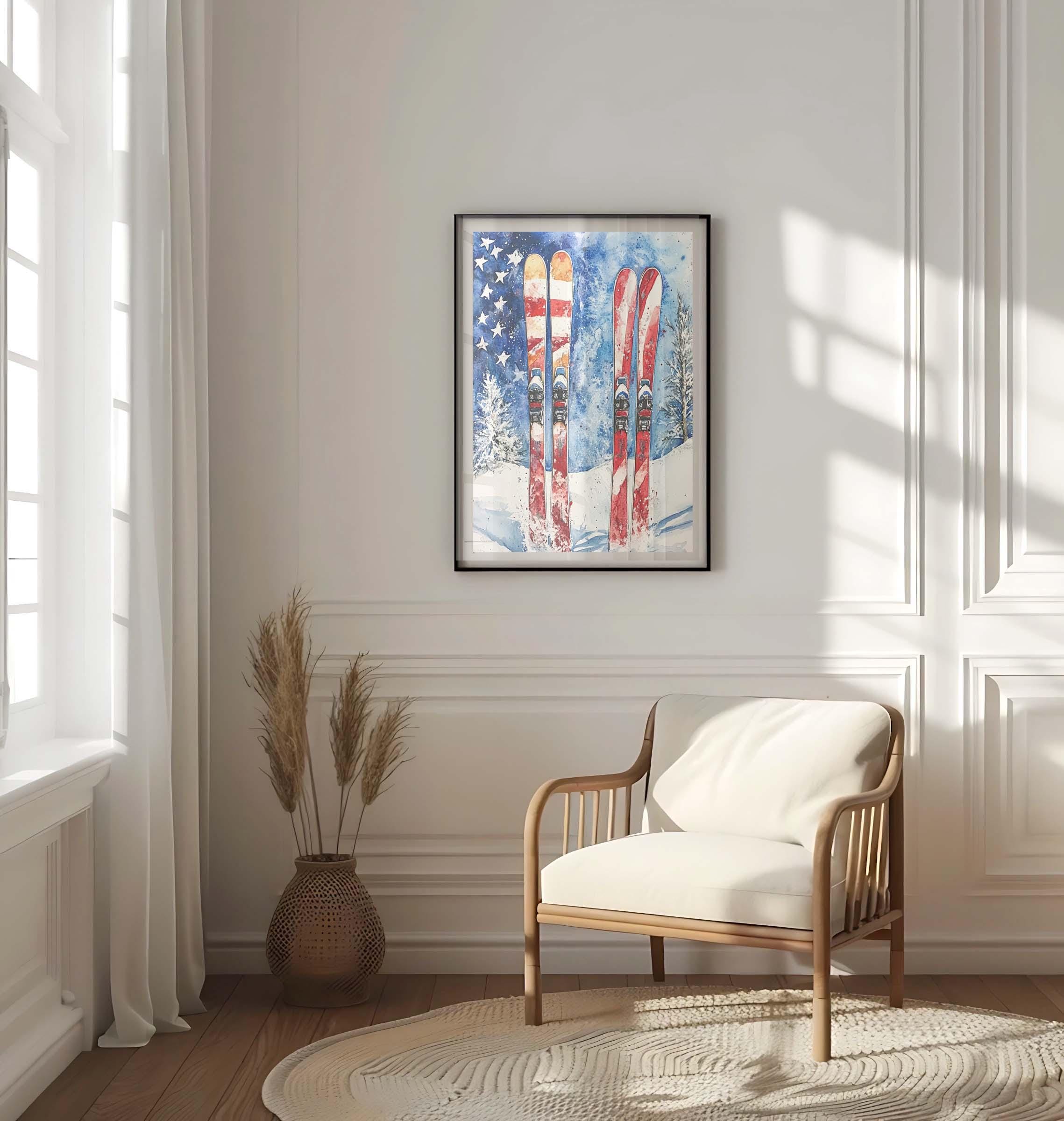 Skiing Poster Patriotic - United States