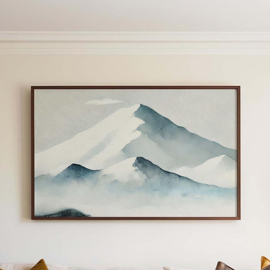 Nature Gift Mountain Wall Art - Snowy Mountain Print, Cozy Home Decor, Housewarming & New Home Family Art, Rustic Nature Decoration