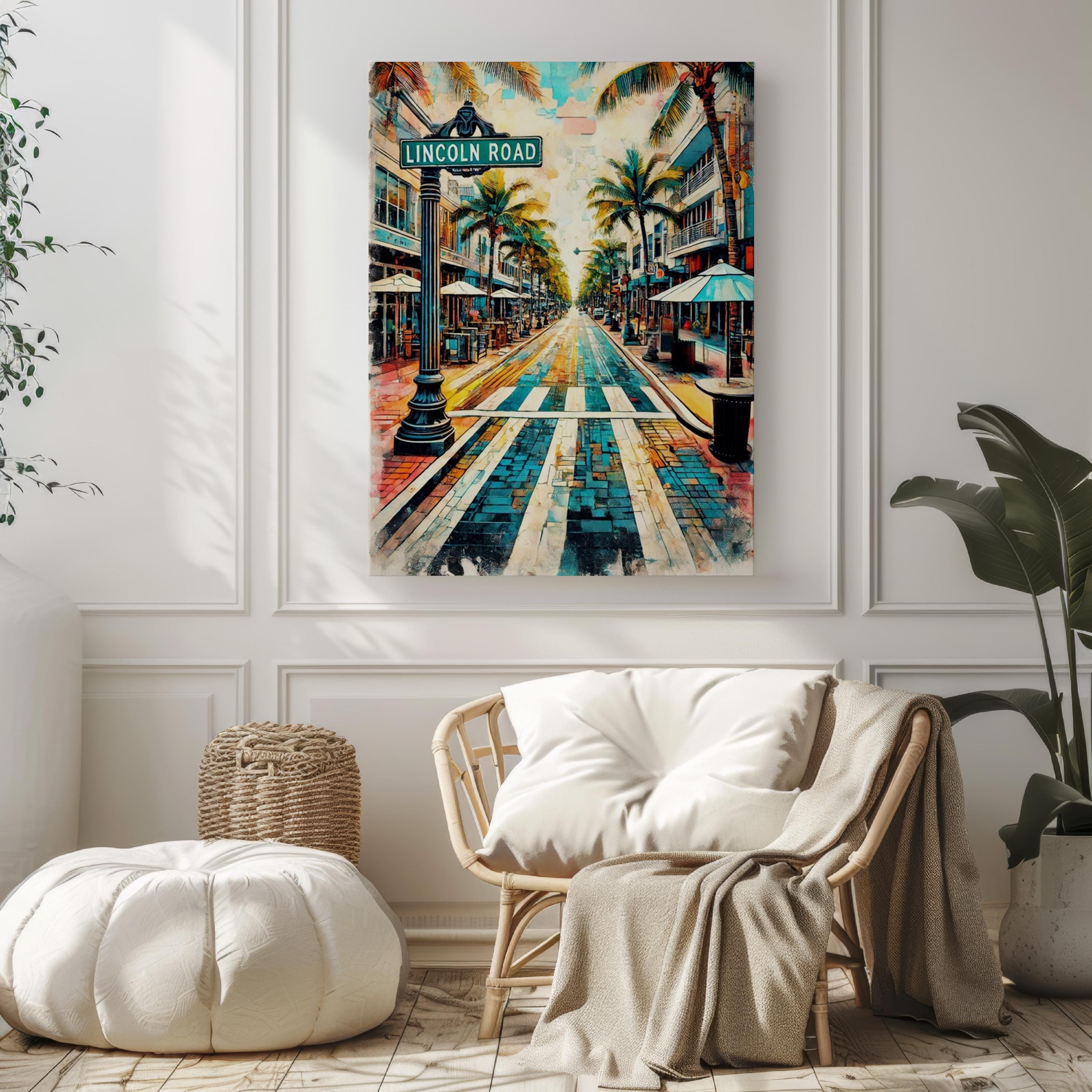 Lincoln Road Print Vintage - Miami Beach, Florida, USA