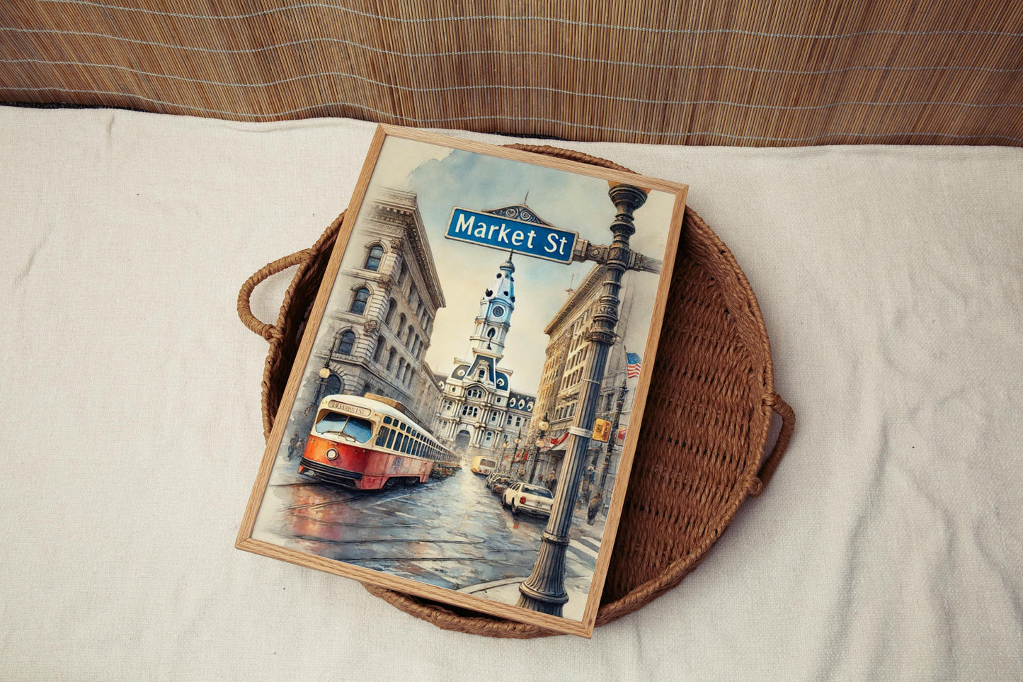 Market Street Philadelphia Print, Urban Pennsylvania Cityscape Wall Art