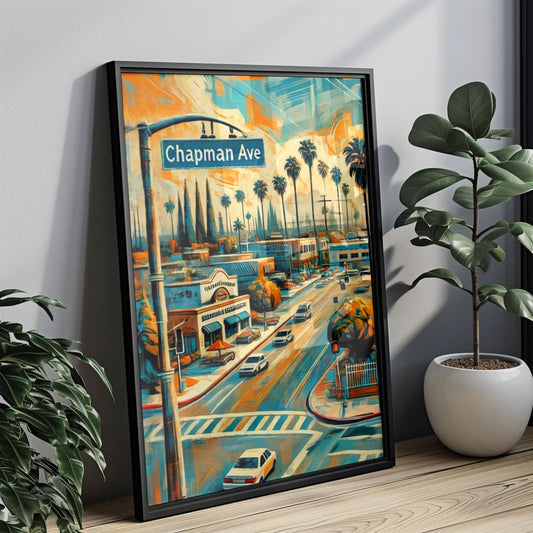 Orange County Chapman Ave Wall Art, California Travel Print & Poster, Orange County Gift, Housewarming Decor, Cali Souvenir, Modern Home Art