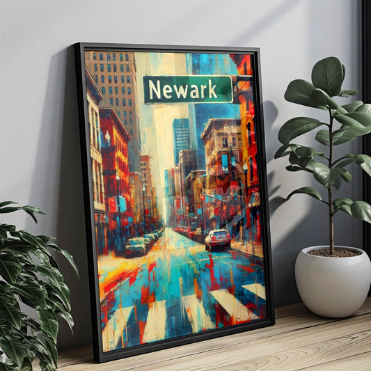 New Jersey Newark Wall Art Print - Travel Poster, USA Decor, New Jersey Gift, Housewarming & American Art Home Decor
