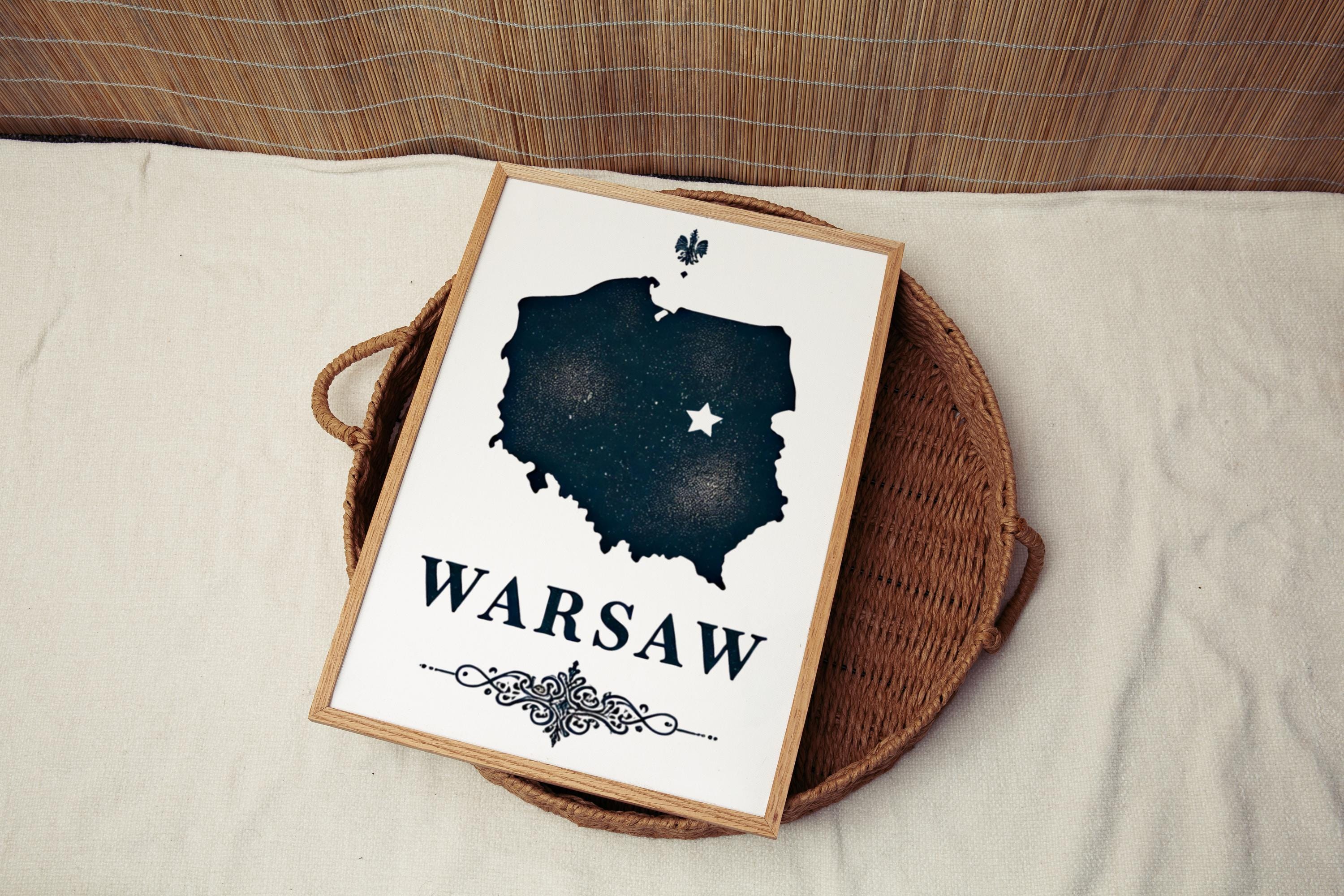 Poland Warsaw Wall Art Print – Travel Decor, Housewarming & College Gift, Unique Poland Map Artwork for Home