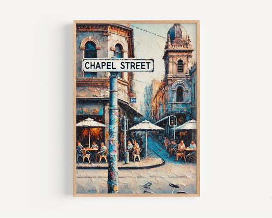 Chapel Street Print, Melbourne Wall Decor, Australia Art, Cityscape Poster, Travel Souvenir, Housewarming Gift, Melbourne Iconic Scene
