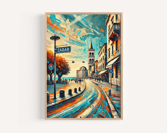 Zadar Art Print - Croatian City Travel Poster, European Wall Art, Housewarming Gift, Zadar Travel Print, Croatia Decor, Cityscape Artwork