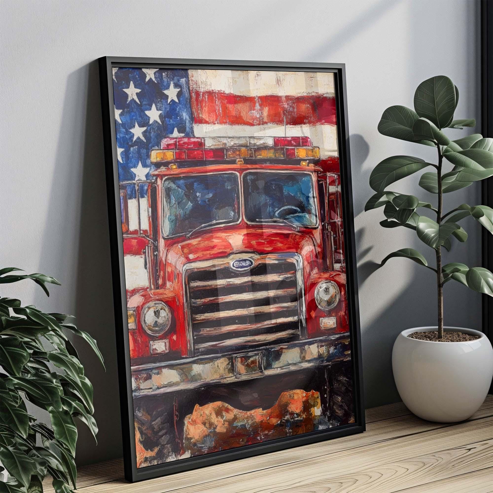 Firetruck Wall Art Vintage - United States