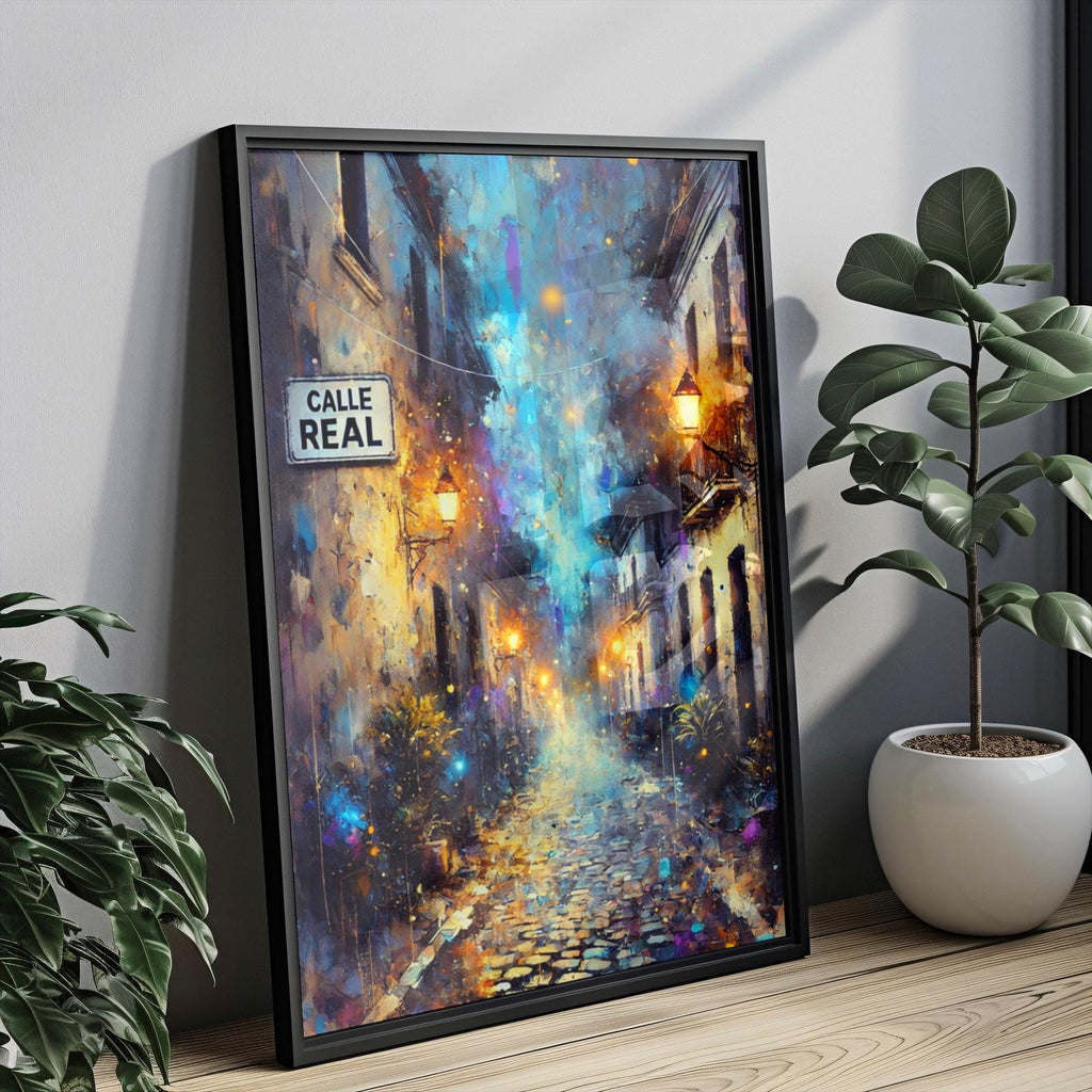 Calle Real Oil Painting Art Print: Antigua Guatemala Street Sign Travel Poster