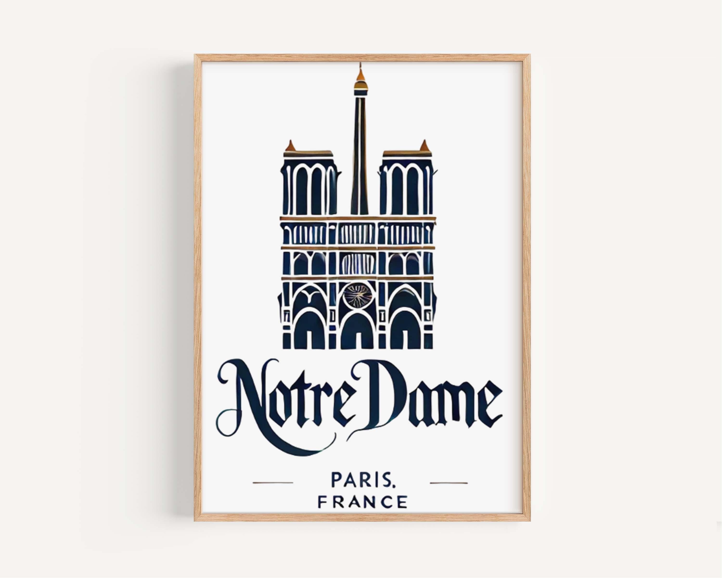 Notre Dame Print Paris Wall Art, French Travel Decor, Notre Dame Cathedral Poster for Home & Office Decor
