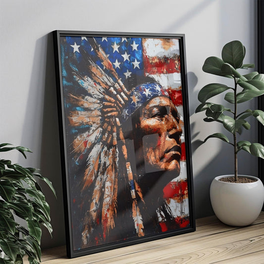 American Chief Abstract USA Wall Art Patriotic United States Poster Independence Artwork Home Decor