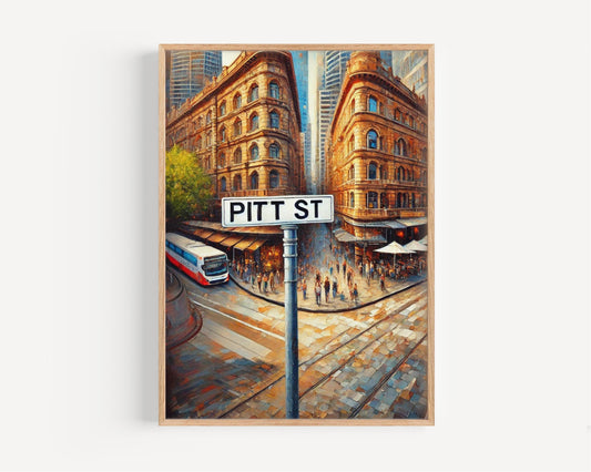 Sydney Pitt Street Wall Art Print, Travel Poster, Australia Home Decor, Sydney Gift & Housewarming Idea, Modern Aussie Cityscape Artwork