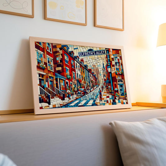 Elfreth's Alley Wall Art - Philadelphia Travel Print, USA Gift, Historic Street Poster, Housewarming Decor, American Art Decor