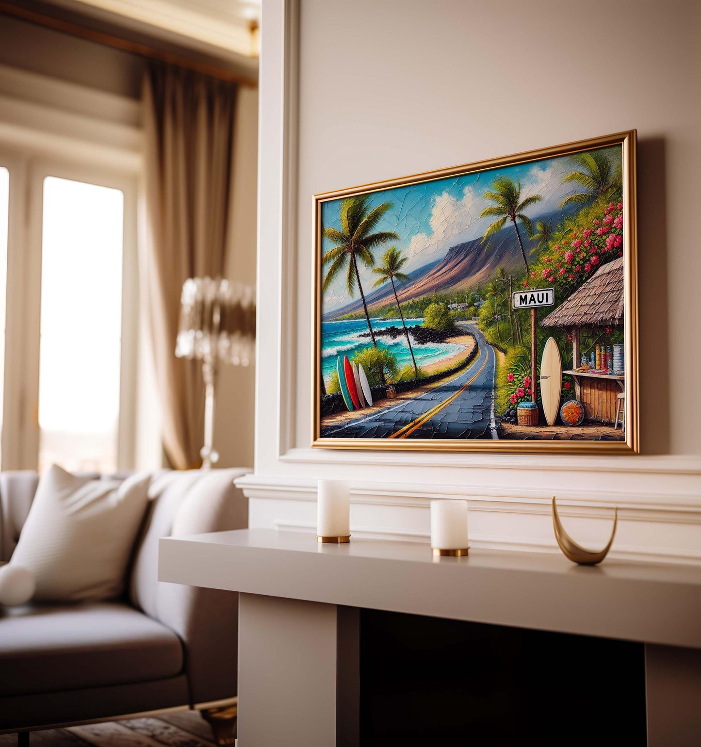 Maui Beach Art Print: Tropical Surf Poster