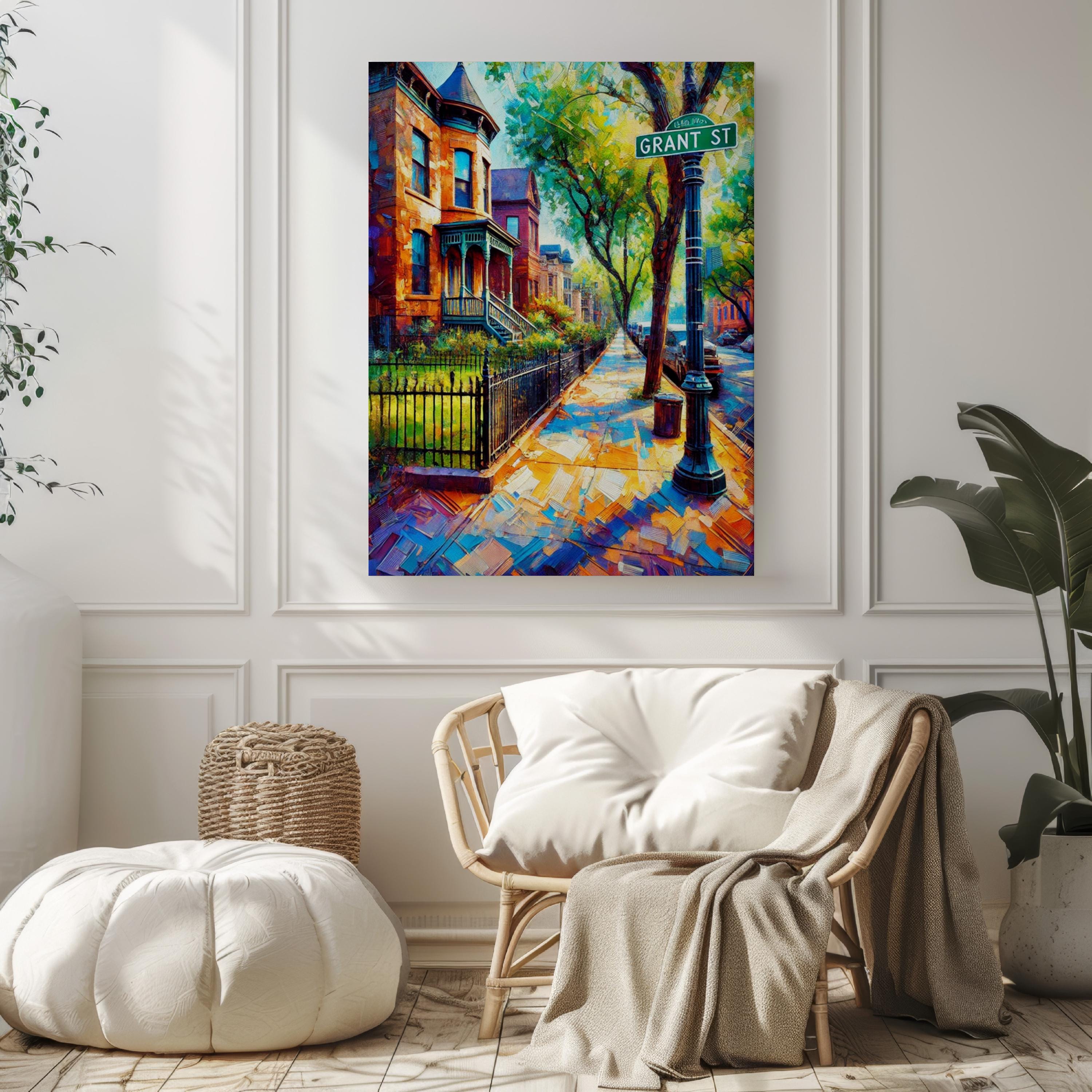 Denver Grant St Wall Art Print, Colorado Travel Poster, Denver Gift, Housewarming Decor, Modern Cityscape Artwork, Unique Wall Decor