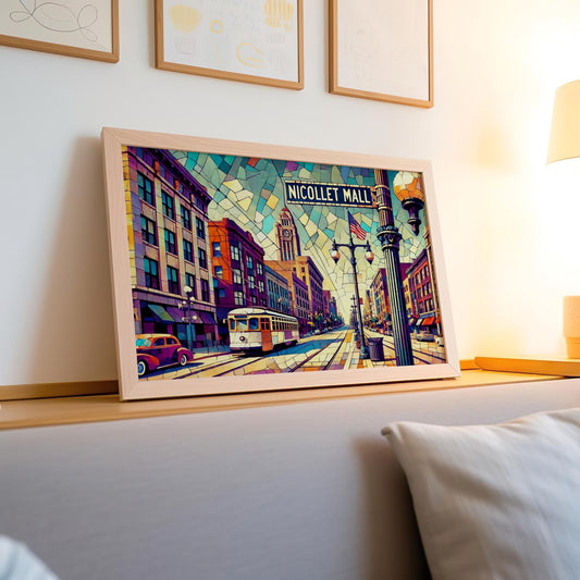 Nicollet Mall Wall Art Print - Minneapolis Travel Poster, Minnesota Gift, USA Modern Home Decor, Housewarming & Office Art Design