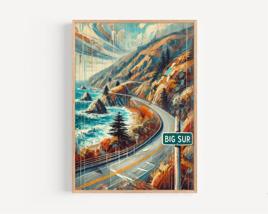 US Big Sur Wall Art Print - California Travel Poster, Housewarming Gift, Cali Souvenir, Coastal US Decor, Scenic Travel Print