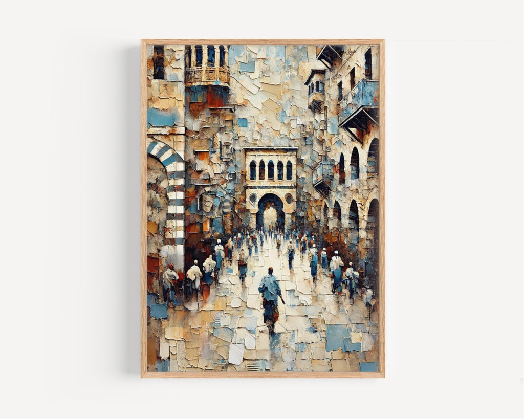 Syria Wall Art, Middle Eastern Cityscape Print, Vibrant Souk Scene, Travel Poster, Asian-Inspired Artwork, Personalized Gift