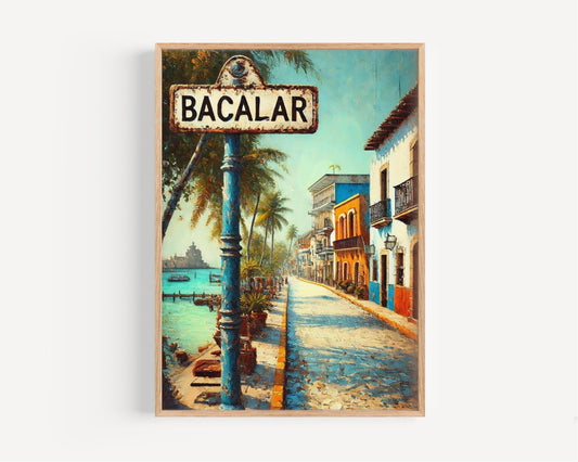 Bacalar Wall Art Print - Quintana Roo Mexico Travel Poster, Housewarming Gift, Souvenir Decorative Map Art