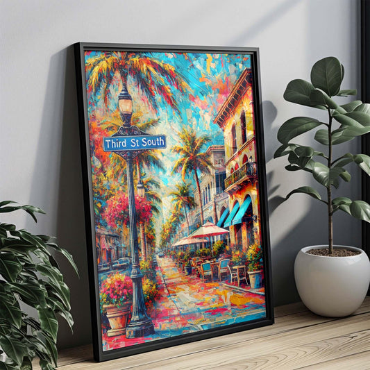 Third Street South Wall Art Print - Naples FL Travel Poster, Florida Art Decor, Housewarming Gift, Third St South Florida Gift