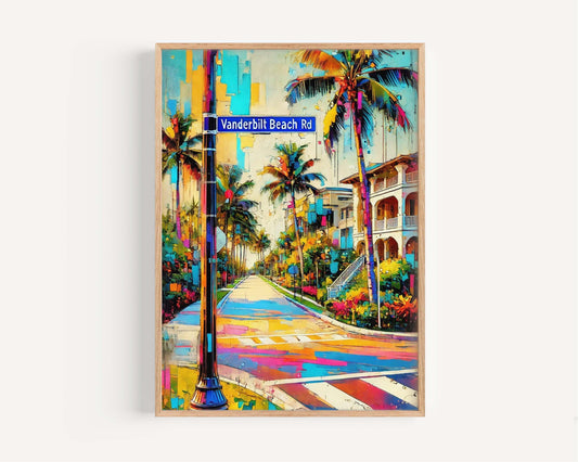 Vanderbilt Beach Rd Wall Art Print, Naples Florida Travel Poster, Beach House Decor, Florida Art, Housewarming Gift, Coastal Wall Decor