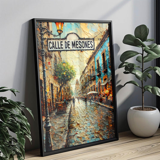 Mexico Calle de Mesones Wall Art Print - Colorful Mexico City Travel Poster, Unique Housewarming Decor & Mexico Gift Illustration