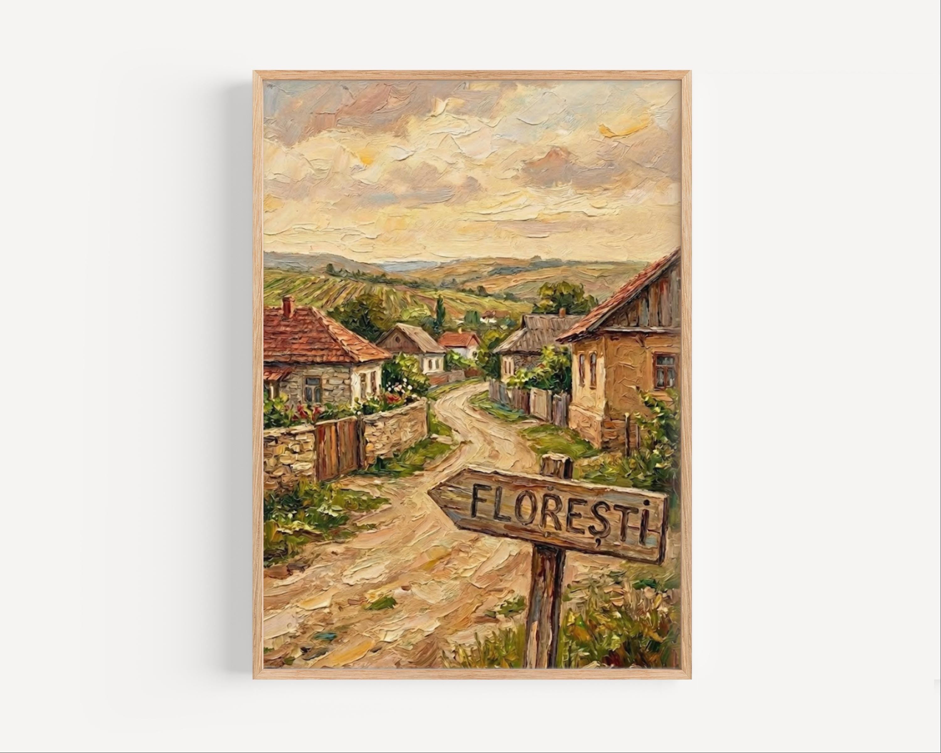 Florești Street Sign Art Print: Transylvania Romania Travel Poster Decor