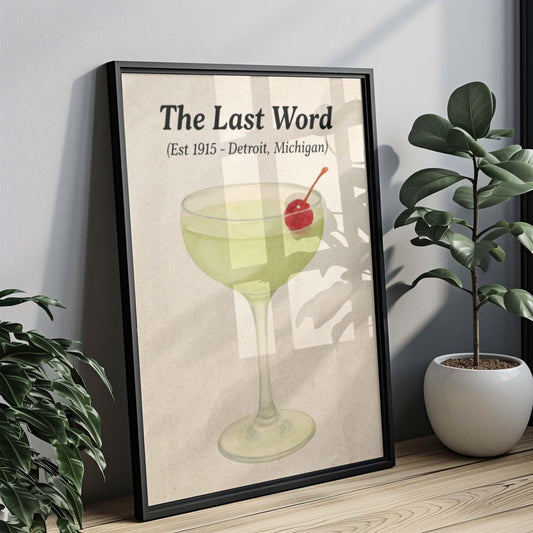 Last Word Cocktail Artwork, Gin Drink Print, Prohibition Style Wall Decor, Lime Garnish Art, Retro Mixology Poster, Bar Cart Decor