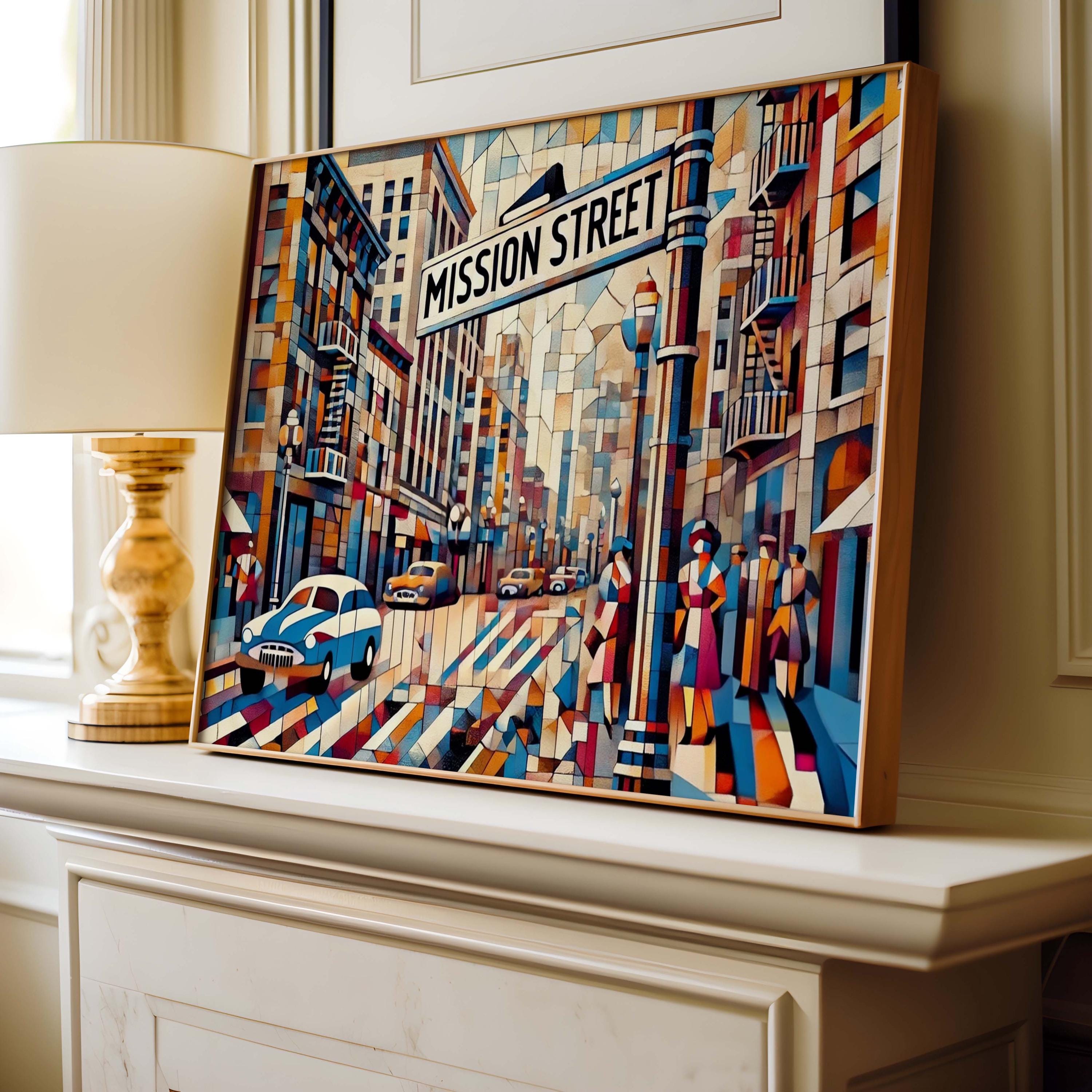 Mission Street Wall Art, Mission St Cubism Print, San Francisco Cubism Art, California Gift, Travel Print, Travel Poster, Housewarming Gift