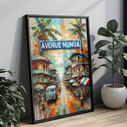 Avenue Munua Wall Art, Kinshasa Print, Democratic Republic of the Congo Art, “City” Gift, Travel Souvenir, Travel Poster, “State” Art