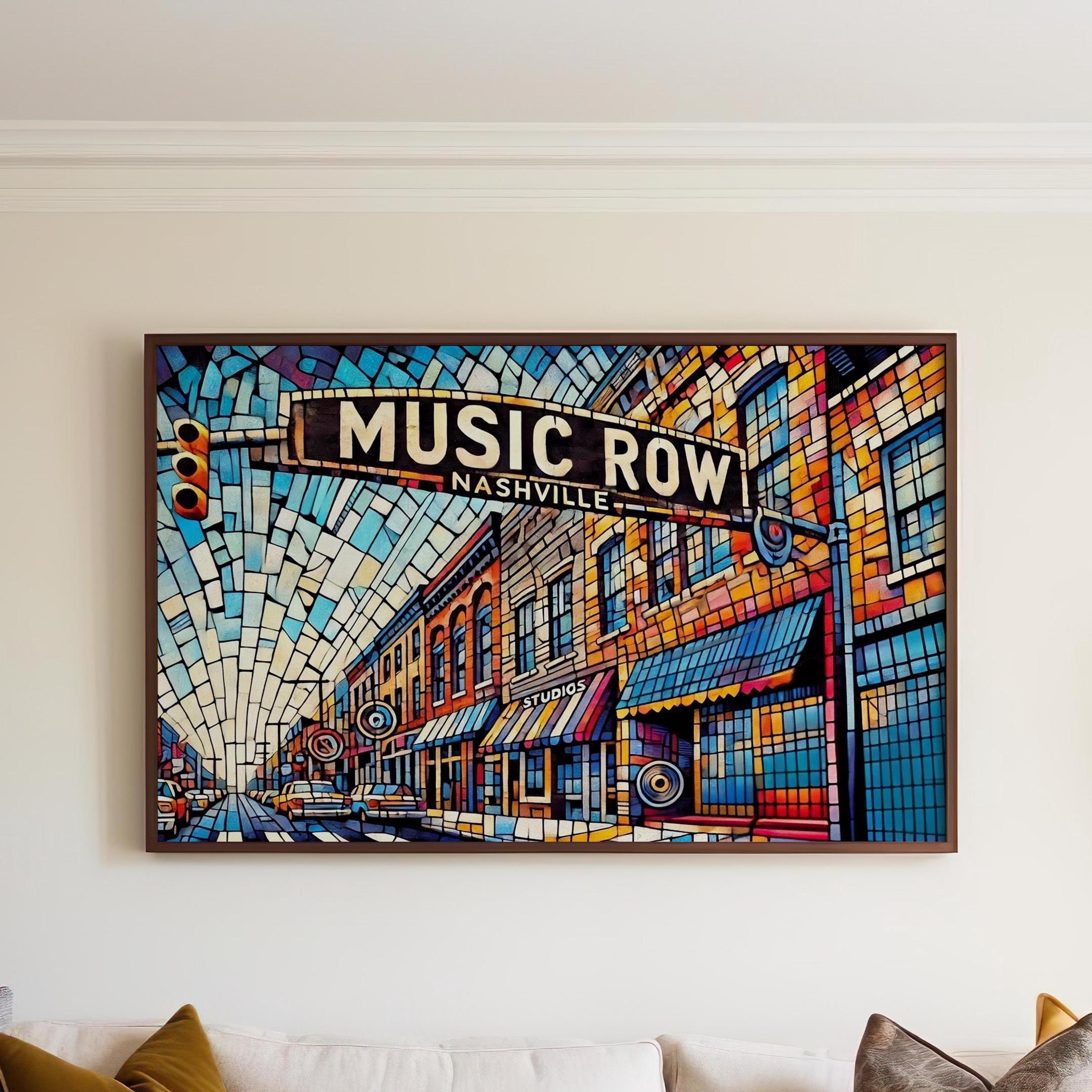 Music Row Wall Art Cubist - Nashville, Tennessee, USA