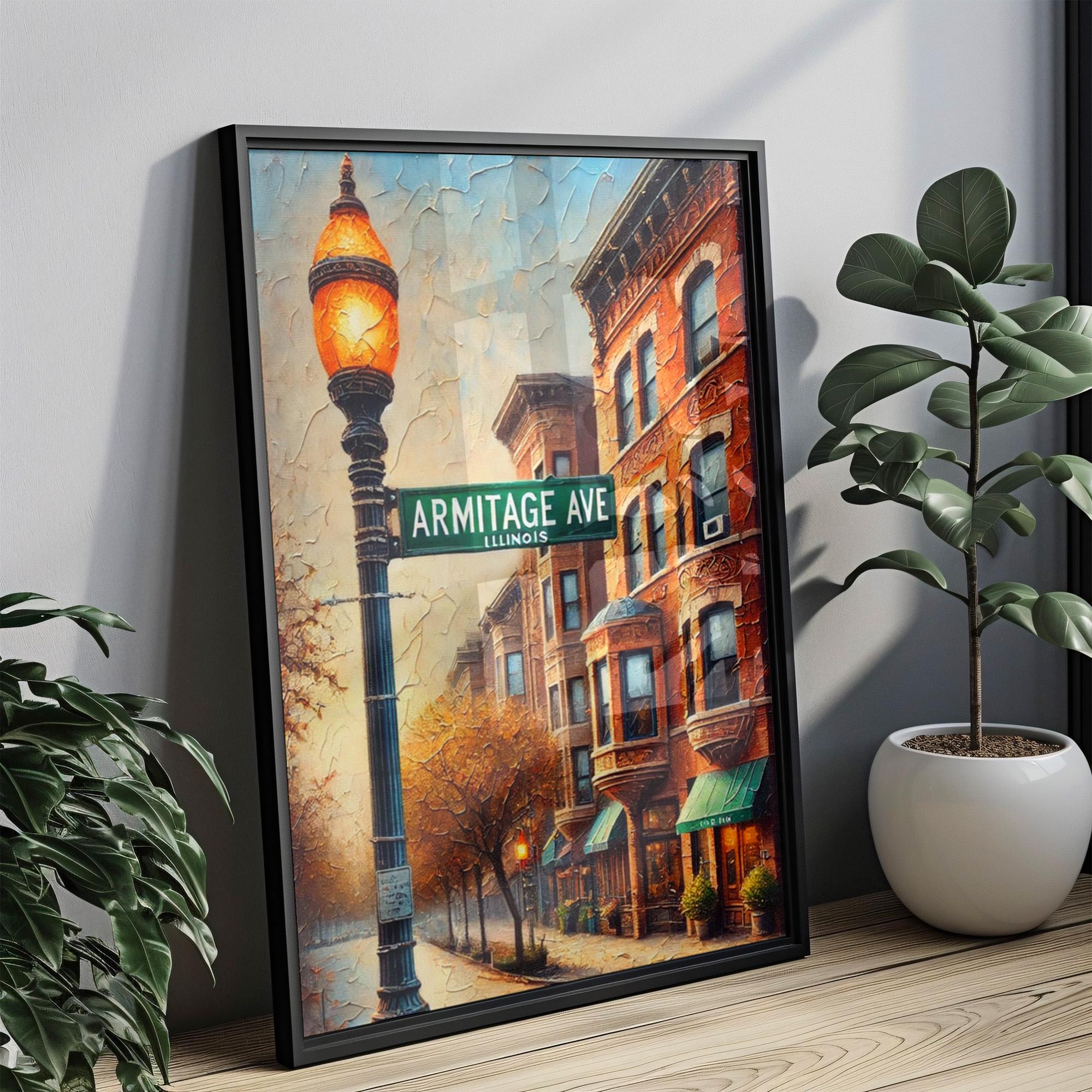 Armitage Street Sign Print: Chicago Lincoln Park Travel Poster