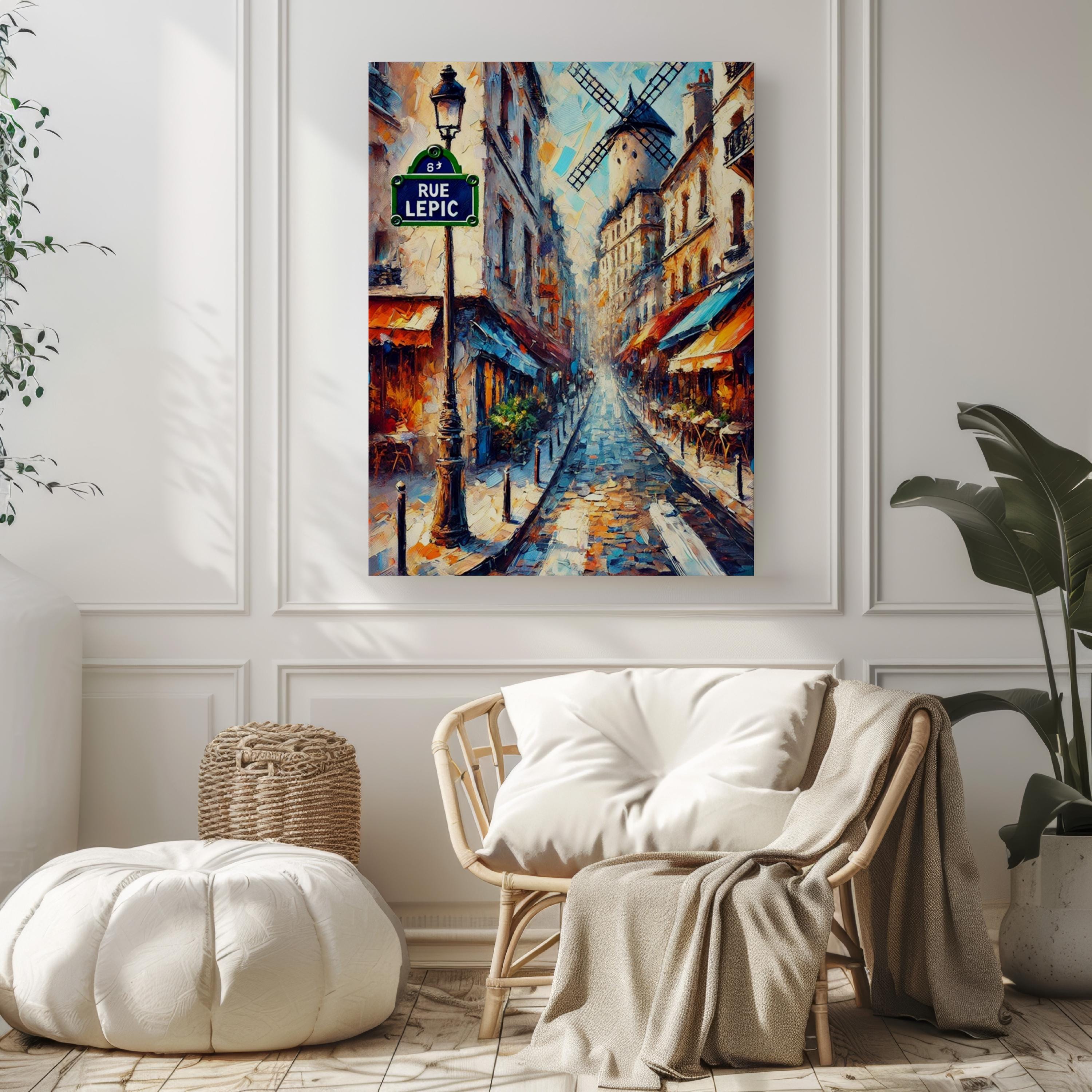 Rue Lepic Wall Art Paris Print, France Travel Poster, Vintage Montmartre Street Scene, Bohemian Decor, French Souvenir, Personalized Gift