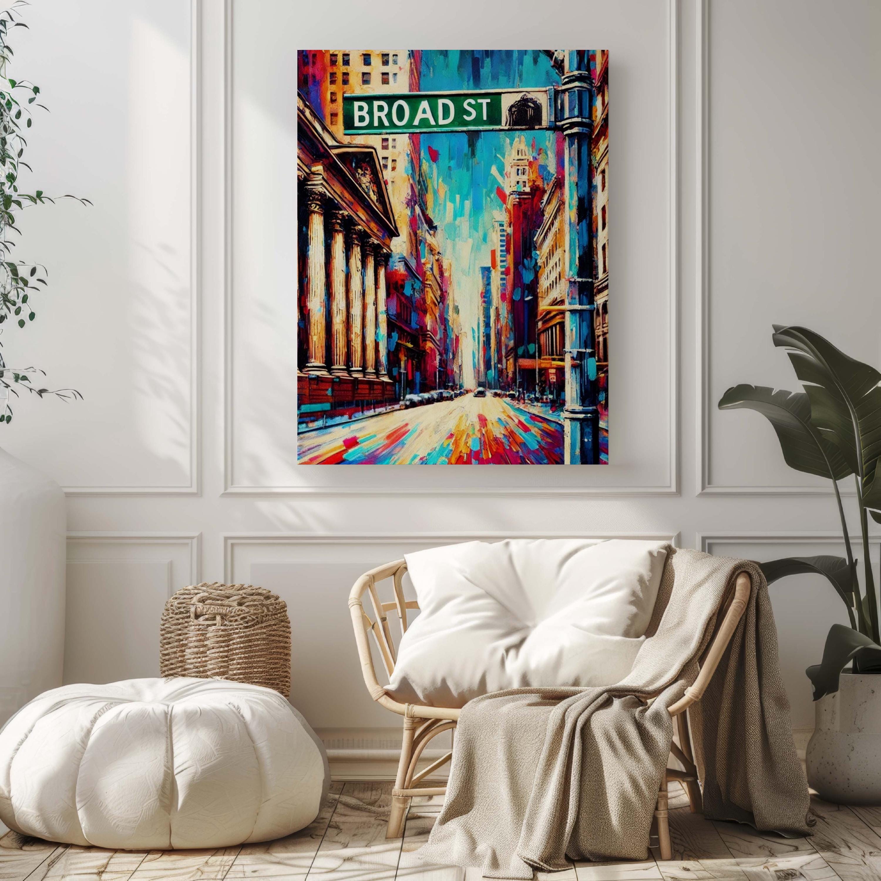 Broad St Print Manhattan Art NYC Wall Art New York Travel Poster Broad Street Gift Housewarming Decor