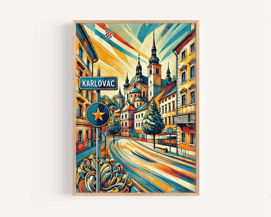 Karlovac Art Wall Print - Croatian City Travel Poster, Europe Home Decor, Housewarming Gift, Karlovac Croatia Map Illustration