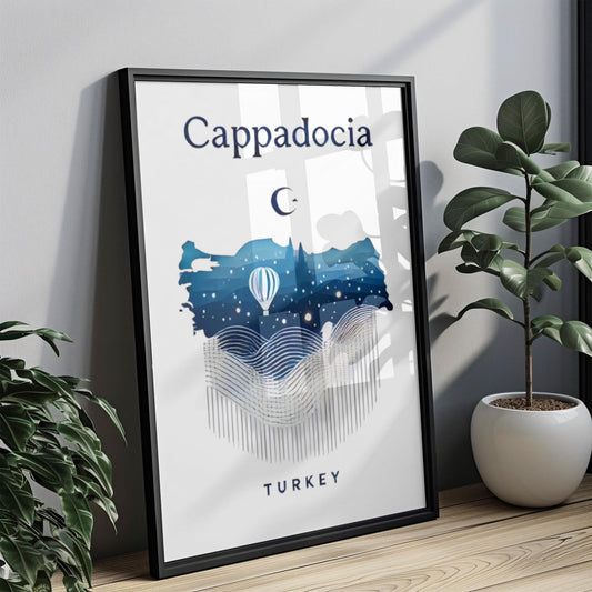 Cappadocia Wall Art Print, Turkey Travel Decor, Housewarming Gift, Souvenir Poster, Unique Turkey Gift, Hot Air Balloon Art, Home Decoration
