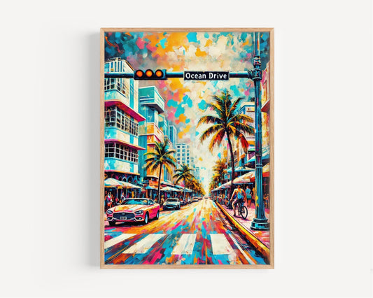 Wall Art Ocean Drive Print Miami Beach Art Florida Gift Travel Poster Coastal Home Decor Housewarming
