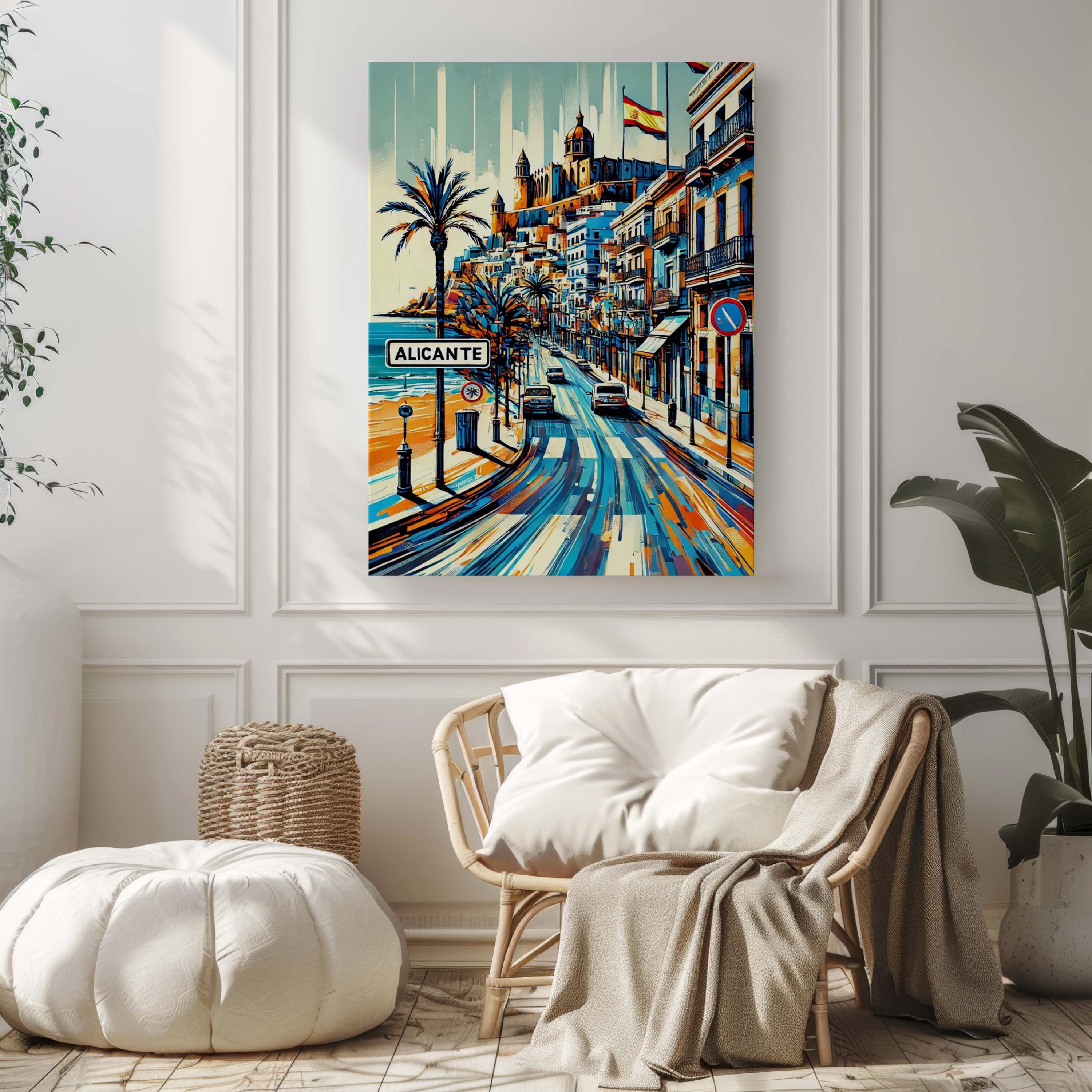 Alicante Art Wall Print – Spain City Travel Poster, European Home Decor, Housewarming Gift, Alicante Spain Map Illustration