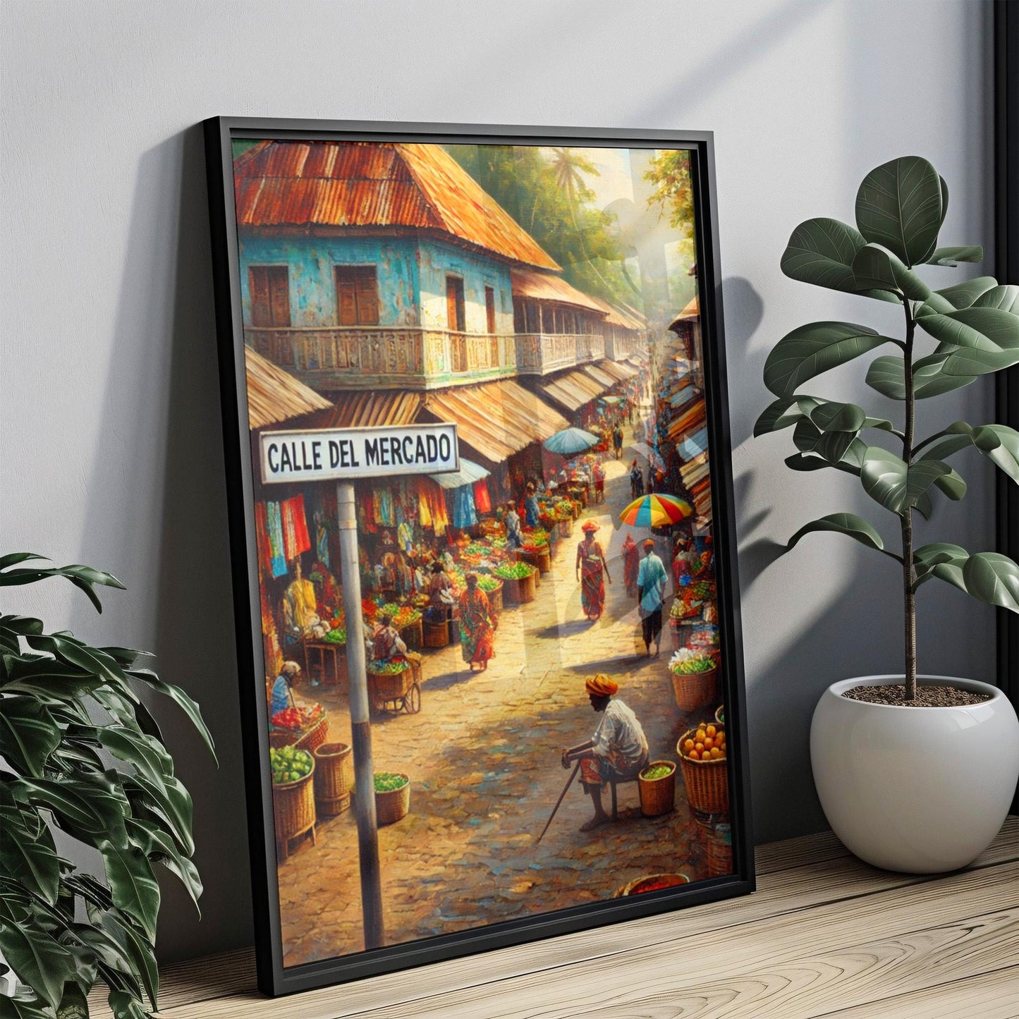 Calle del Mercado Wall Art, Malabo Print, Equatorial Guinea Art, Cityscape Travel Poster, Home Décor, Gift for Travelers, Fine Art Print