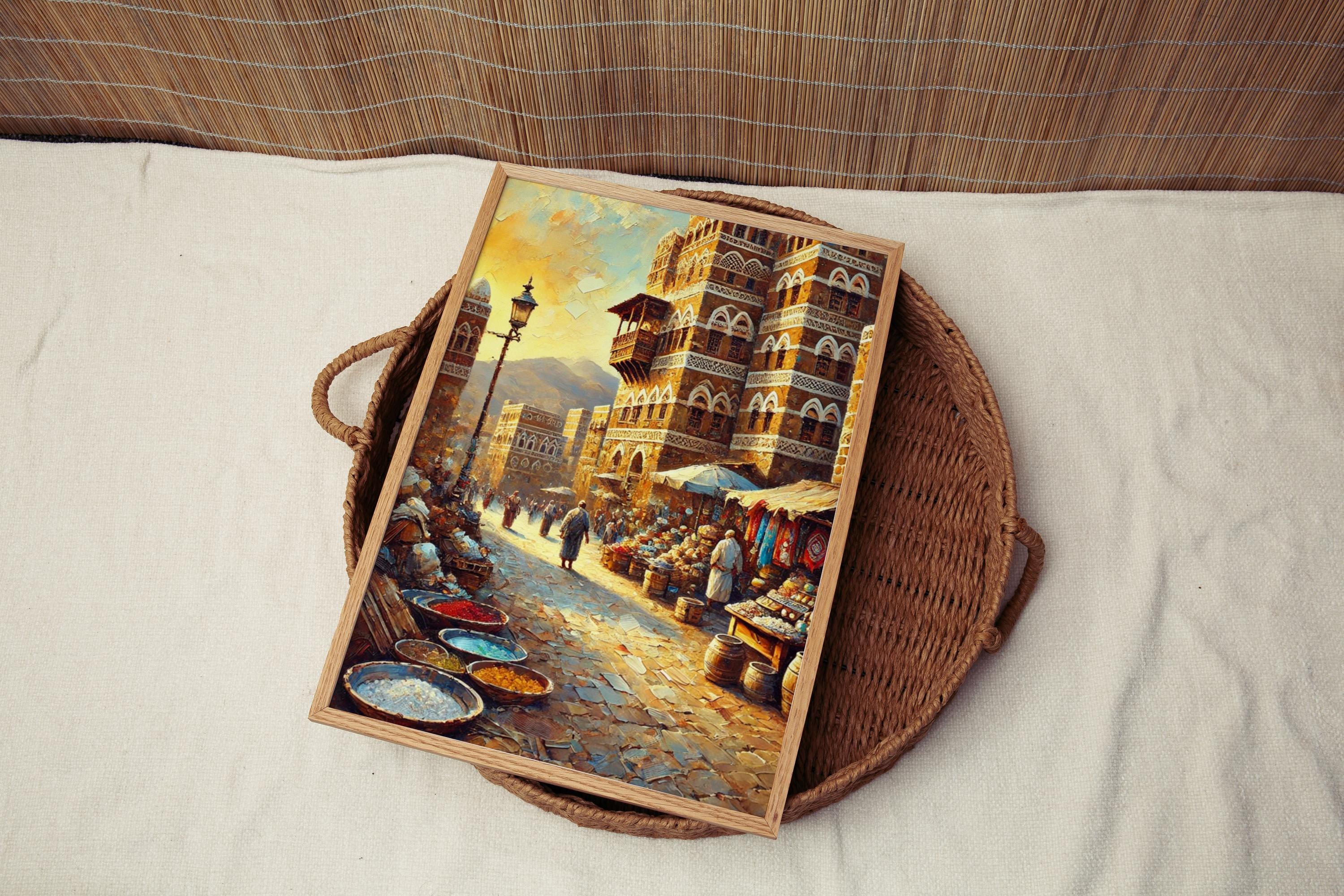 Yemen Wall Art, Middle East Travel Poster, Asia Art, City Gift, Travel Souvenir, Home Decor, Vintage Street Scene, Archival Print